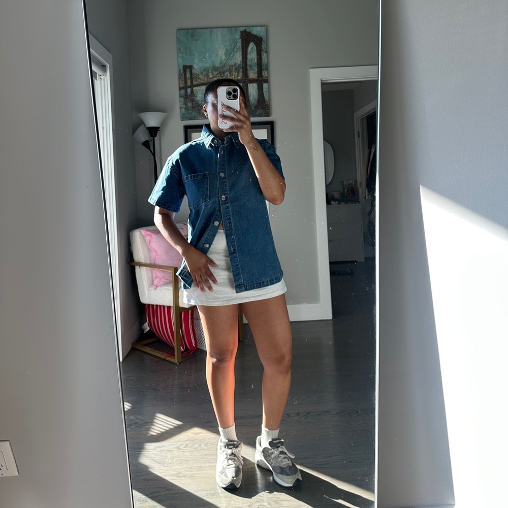 Parke Denim Button Down Top